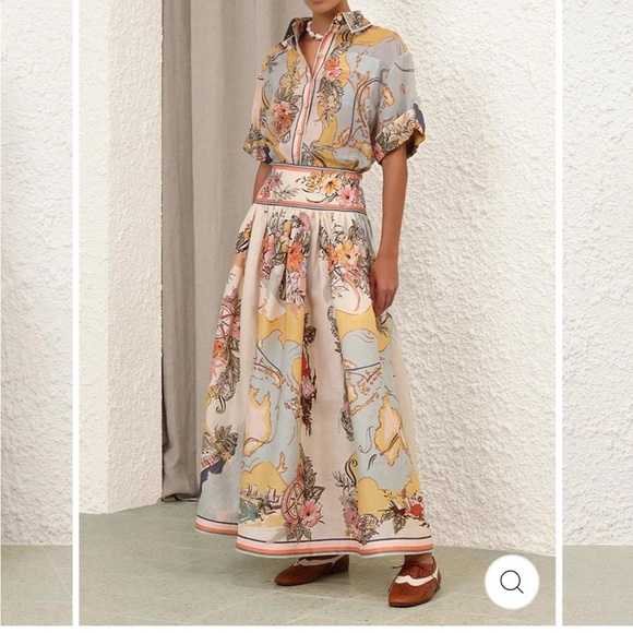 Floral Maxi Skirt in Cream and Blue - Picture 2 of 5